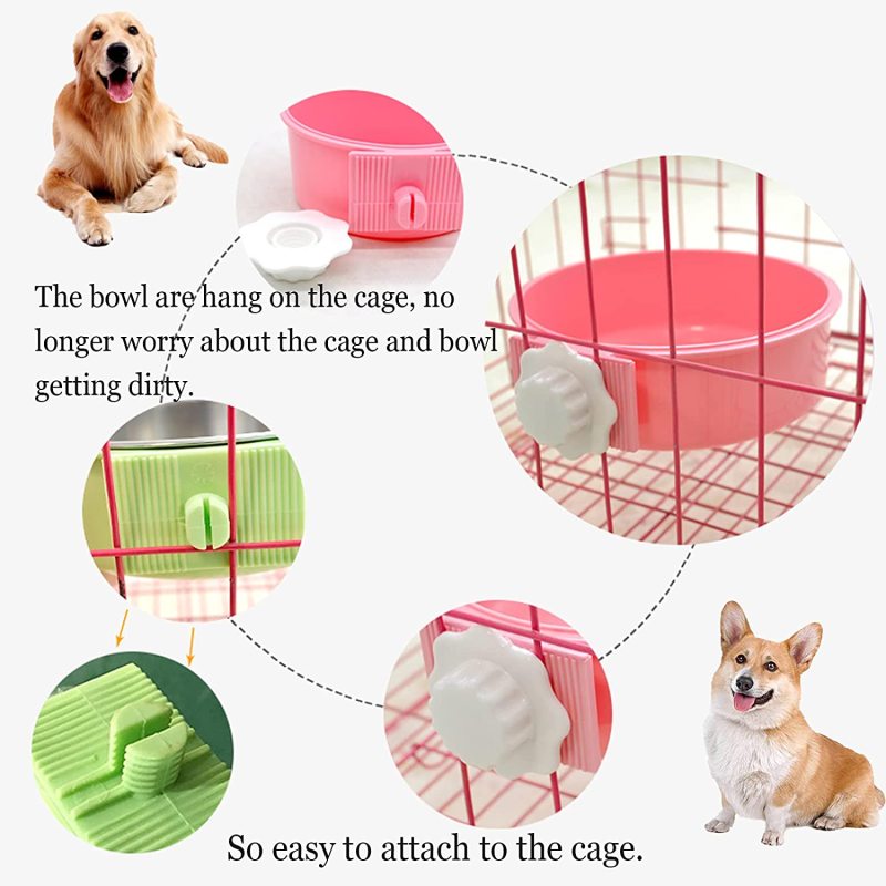 Hanging Pet Cage Removable Stainless Steel Bowl Water Feeder for Cat