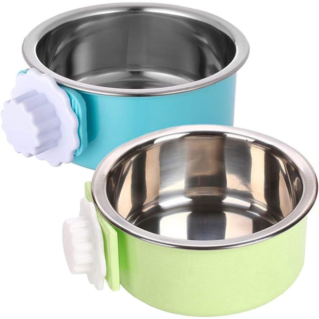 Hanging Pet Cage Removable Stainless Steel Bowl Water Feeder for Cat