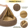 Small Dog Bed with Blanket Anti-Anxiety Hooded Pet Bed Calming Cave Bed