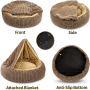 Small Dog Bed with Blanket Anti-Anxiety Hooded Pet Bed Calming Cave Bed