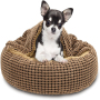 Small Dog Bed with Blanket Anti-Anxiety Hooded Pet Bed Calming Cave Bed