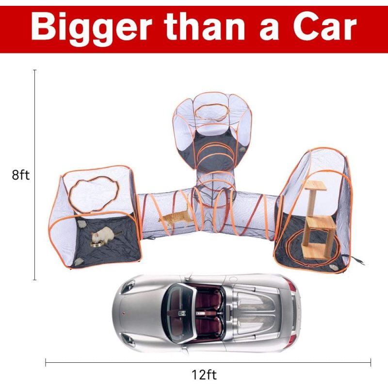 Portable Pop Up Folding Cat Tent And Tunnel Compound Pet Playpens