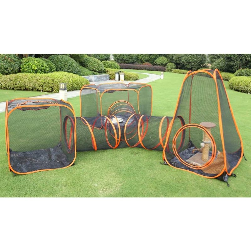 Portable Pop Up Folding Cat Tent And Tunnel Compound Pet Playpens