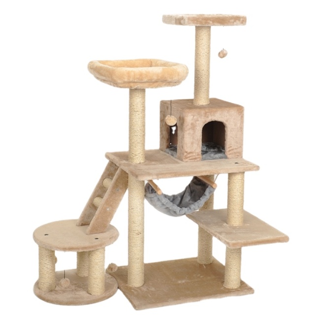 Wholesale Large Custom Luxury Cat Climbing Tree House Wood Floor To Ceiling Cat Tree House