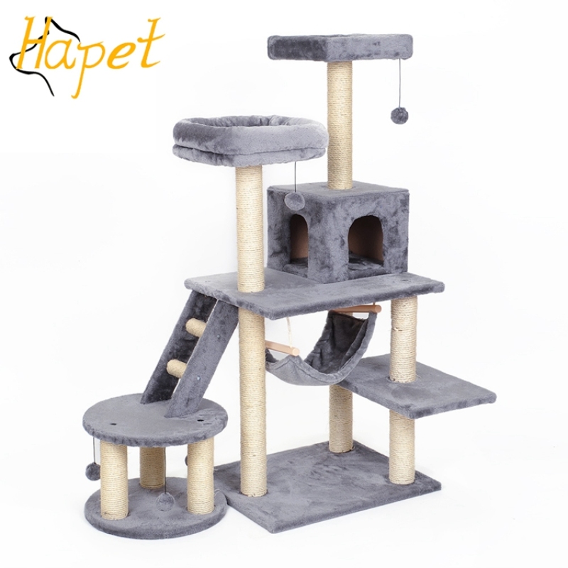Wholesale Large Custom Luxury Cat Climbing Tree House Wood Floor To Ceiling Cat Tree House