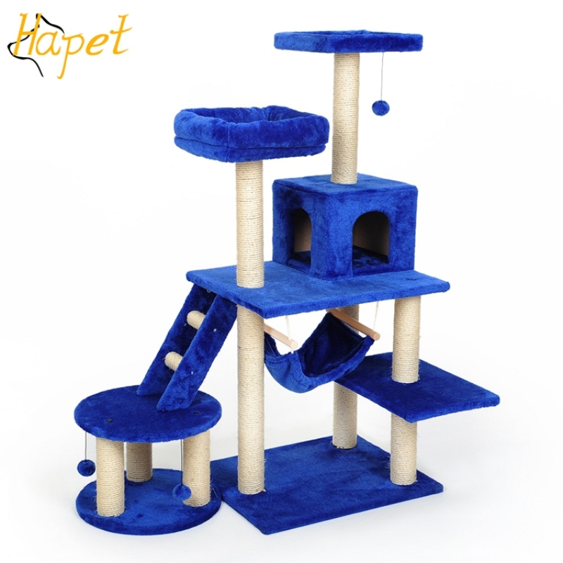 Wholesale Large Custom Luxury Cat Climbing Tree House Wood Floor To Ceiling Cat Tree House