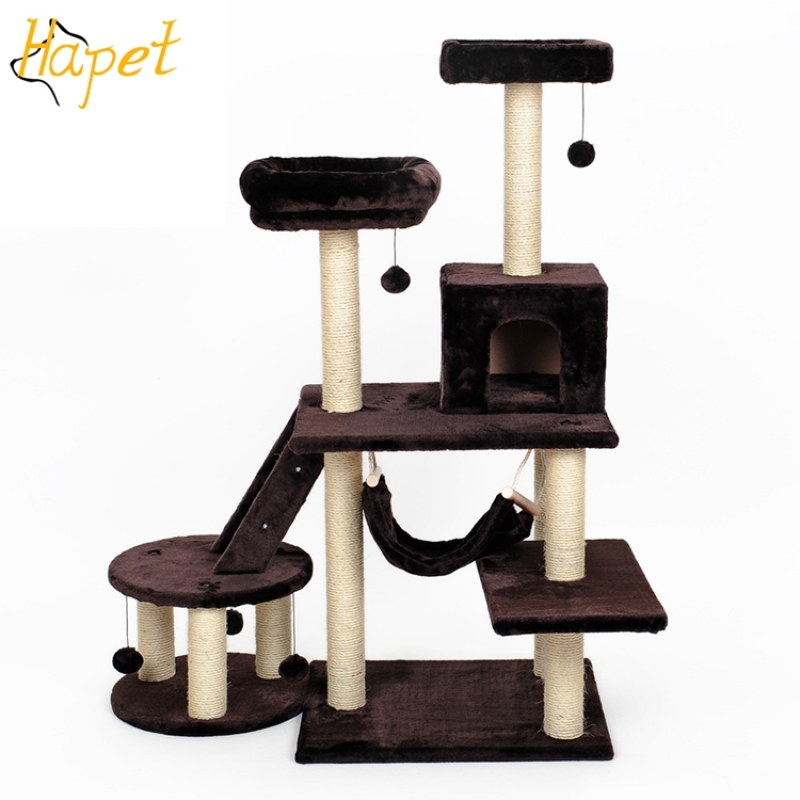 Wholesale Large Custom Luxury Cat Climbing Tree House Wood Floor To Ceiling Cat Tree House