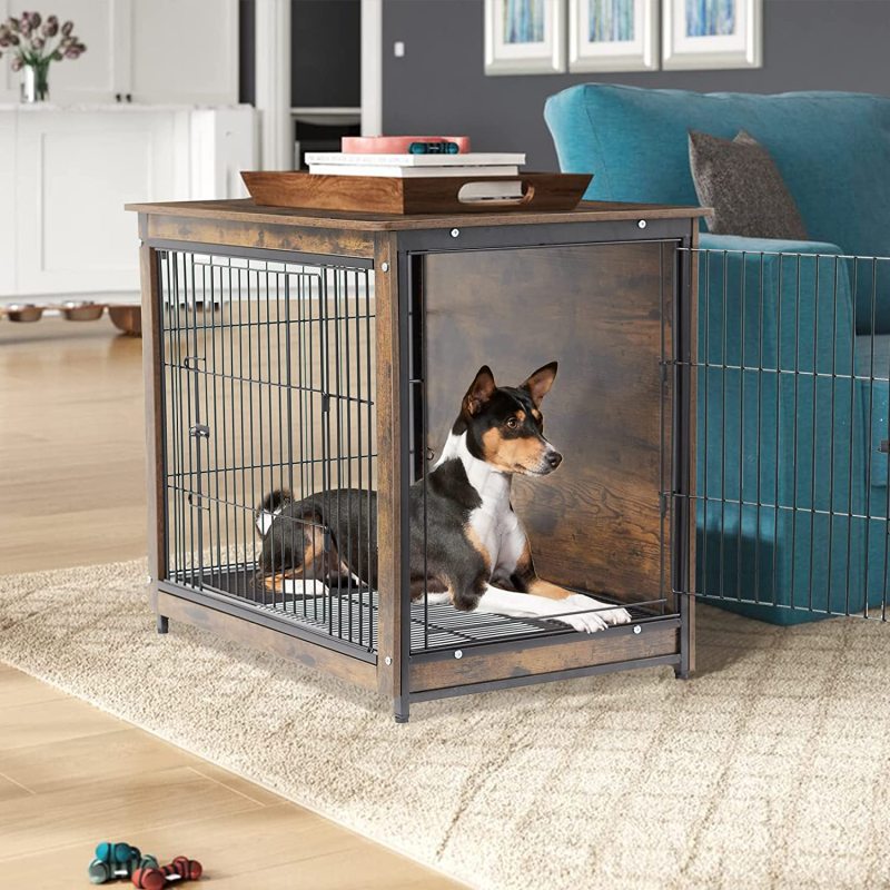 Pet End Side Table Indoor Kennel Wooden Dog Crate with Removable Tray for Small Medium