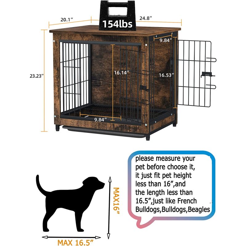 Pet End Side Table Indoor Kennel Wooden Dog Crate with Removable Tray for Small Medium