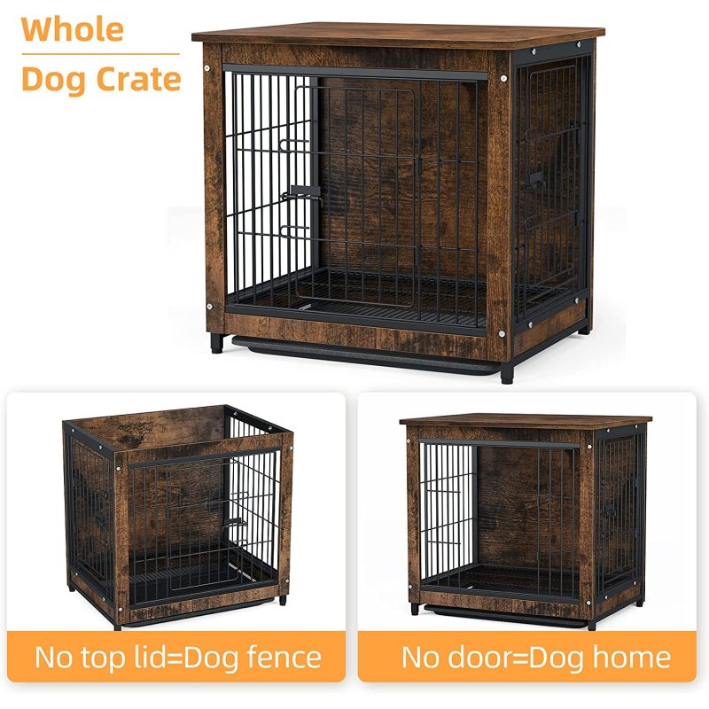 Pet End Side Table Indoor Kennel Wooden Dog Crate with Removable Tray for Small Medium