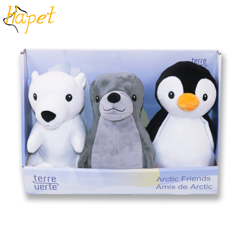 Hot Selling Durable 3 Pack Dog Plush Toys White Bear Squeaky Dog Chew Toys For Puppy