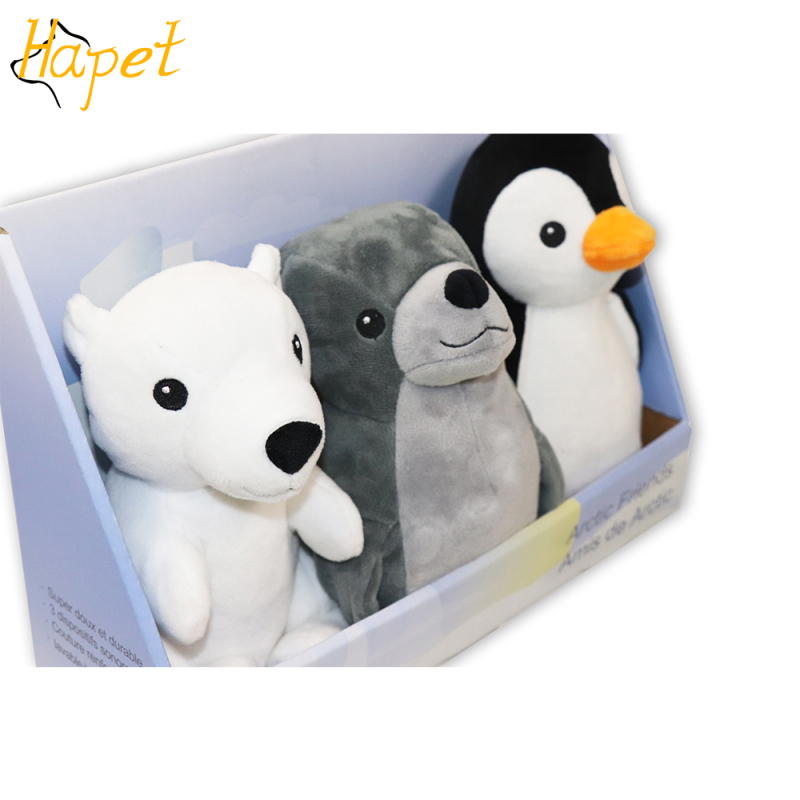 Hot Selling Durable 3 Pack Dog Plush Toys White Bear Squeaky Dog Chew Toys For Puppy