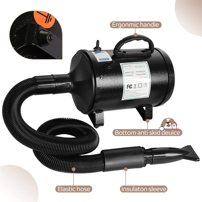Dog Hair Dryer Dog Blower Grooming Dryer Adjustable Temperature Pet Dryer
