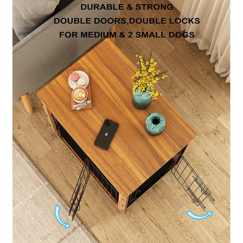 Dog Crate Furniture End Table with Slide Tray Kennel Indoor for Small Dogs