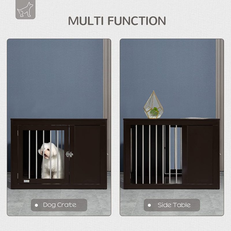 Large Dog House Furniture Wire Pet Cage End Table with Double Doors