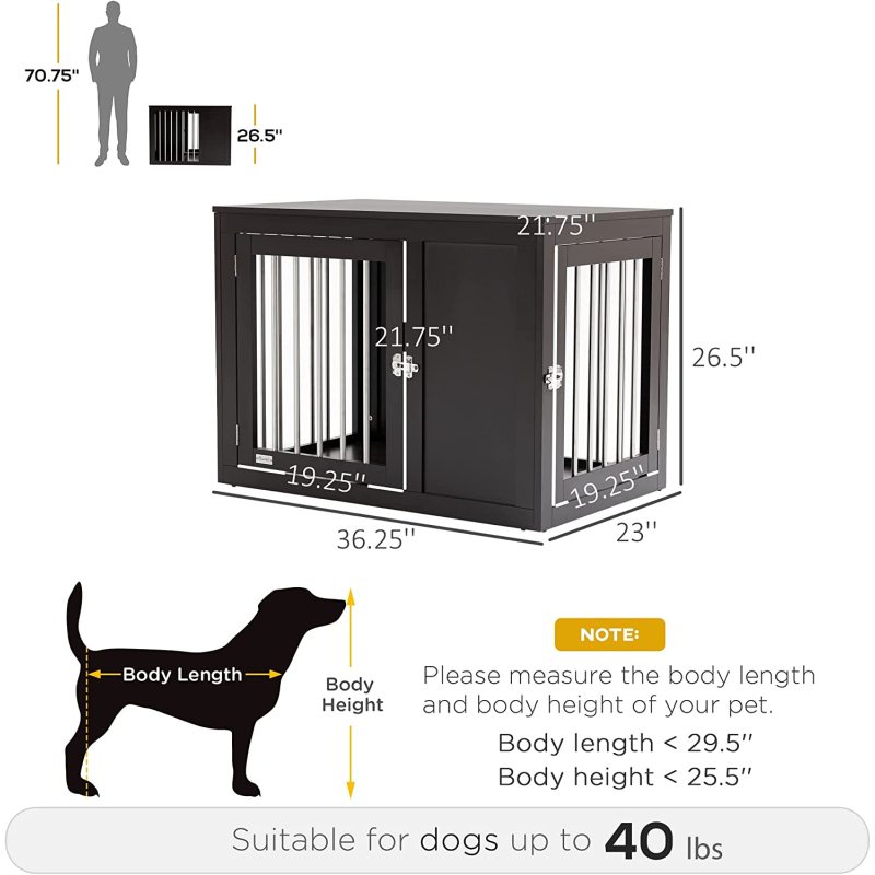 Large Dog House Furniture Wire Pet Cage End Table with Double Doors