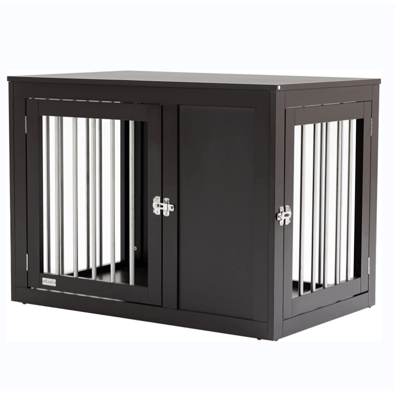 Large Dog House Furniture Wire Pet Cage End Table with Double Doors