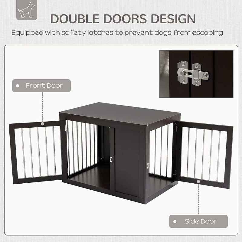 Large Dog House Furniture Wire Pet Cage End Table with Double Doors