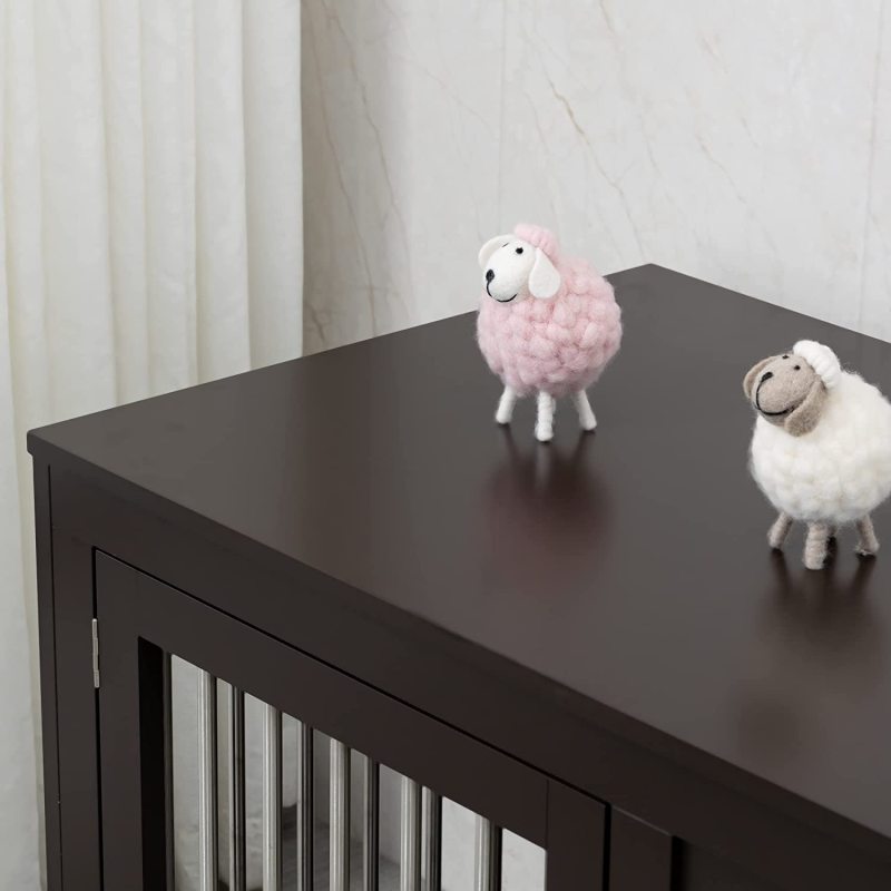 Large Dog House Furniture Wire Pet Cage End Table with Double Doors