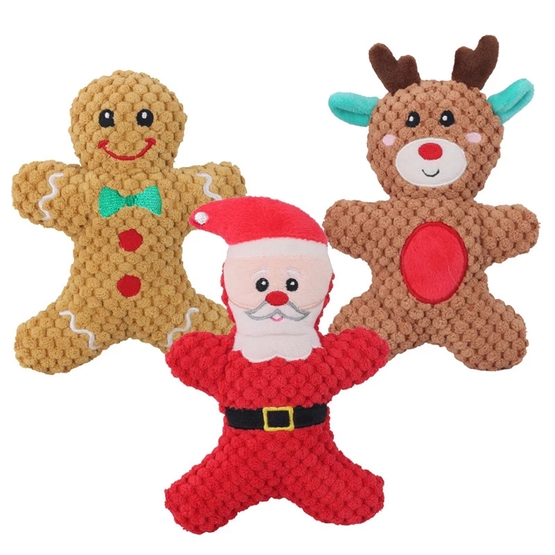 Xmas Pet Dog Plush Noise Chewing Toy Pet Christmas Squeaky Toys Cartoon Dog Plush Squeak Toy