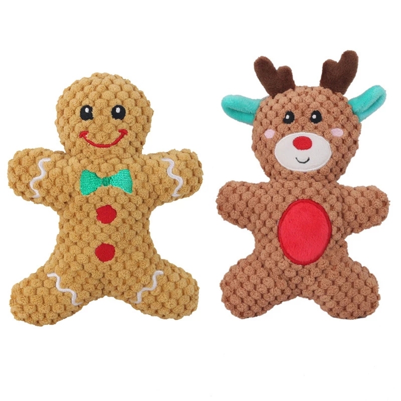 Xmas Pet Dog Plush Noise Chewing Toy Pet Christmas Squeaky Toys Cartoon Dog Plush Squeak Toy