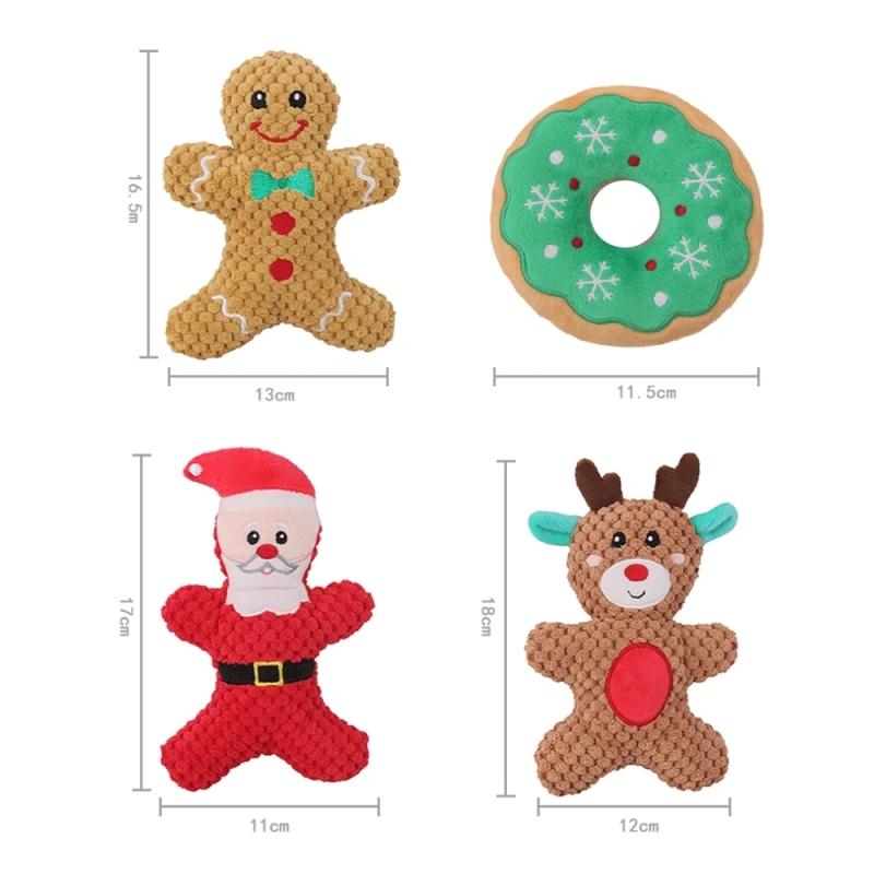 Xmas Pet Dog Plush Noise Chewing Toy Pet Christmas Squeaky Toys Cartoon Dog Plush Squeak Toy