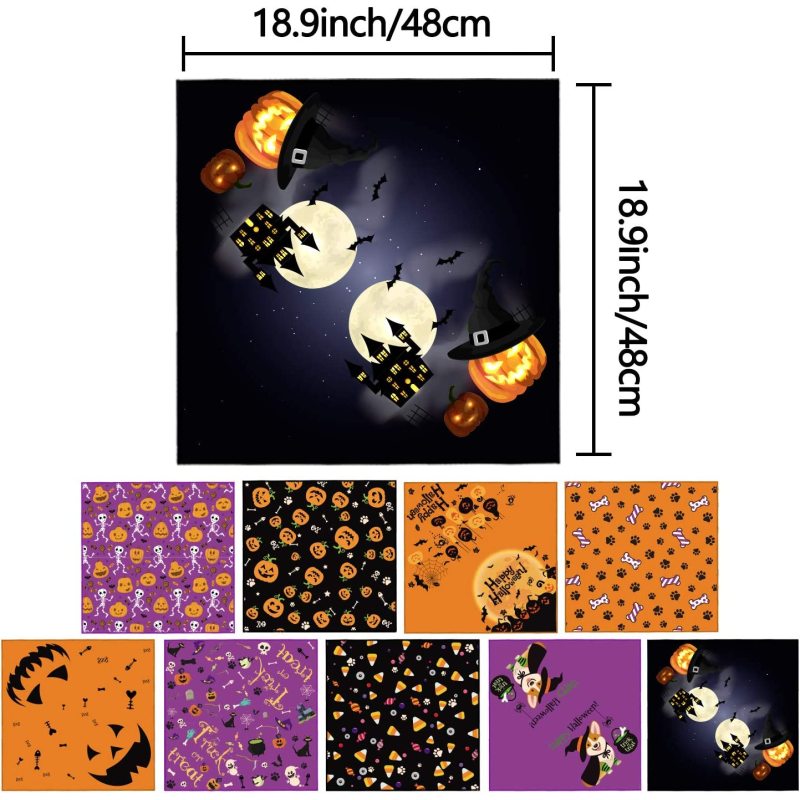 Assorted Halloween Dog Bandanas Pet Costumes Scarf Neckerchief Accessories for Holiday Festivals Party