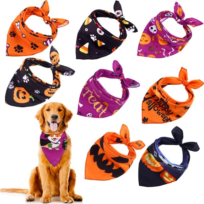 Assorted Halloween Dog Bandanas Pet Costumes Scarf Neckerchief Accessories for Holiday Festivals Party
