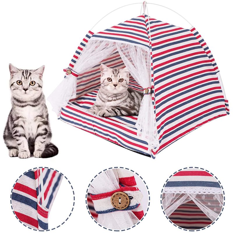 Houses Nest Summer Outdoor Portable Cat Tent with Removable Cushion Pad for Cat