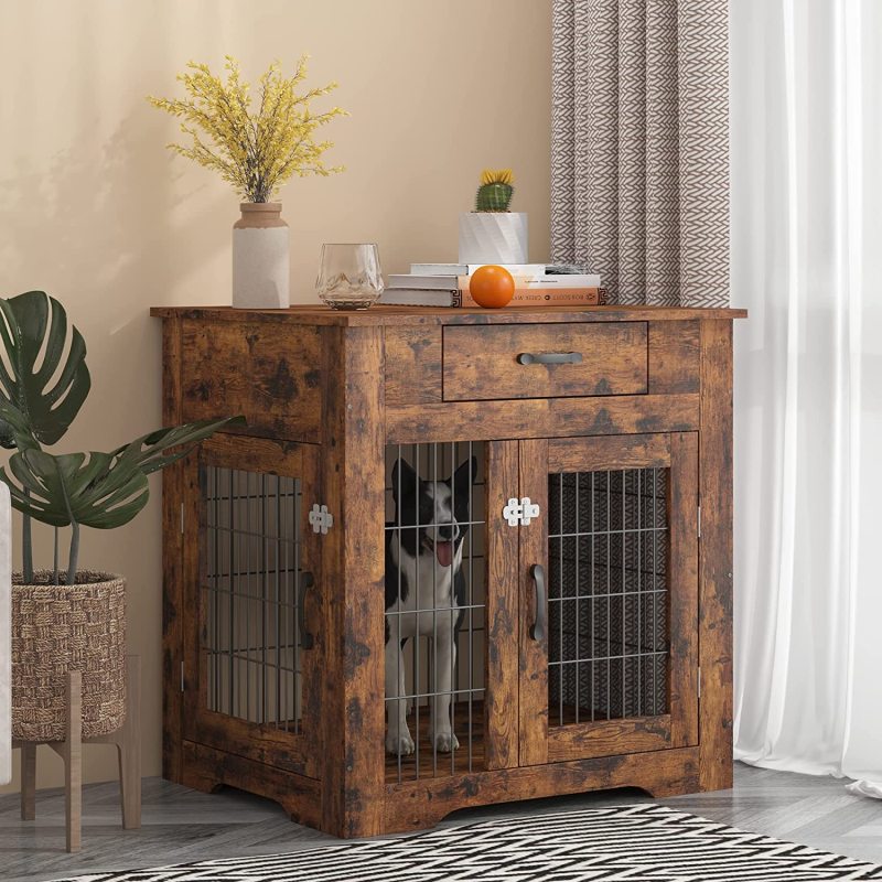 Wooden Dog House Indoor Modern Dog Kennel Side End Table