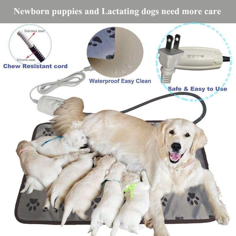 Dog Heating Pad for Large Bed Indoor,Waterproof Heated  Mat,Pet Cat Puppy Heating