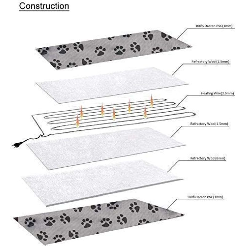 Dog Heating Pad for Large Bed Indoor,Waterproof Heated  Mat,Pet Cat Puppy Heating