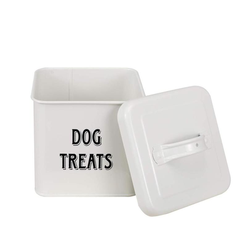 Pet Food and Treats Containers Set with Scoop for Cats or Dogs  Beige Powder Coated Carbon Steel Storage Canister Tins
