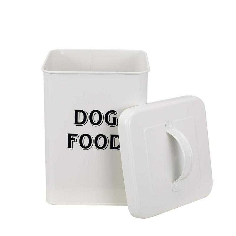 Pet Food and Treats Containers Set with Scoop for Cats or Dogs  Beige Powder Coated Carbon Steel Storage Canister Tins