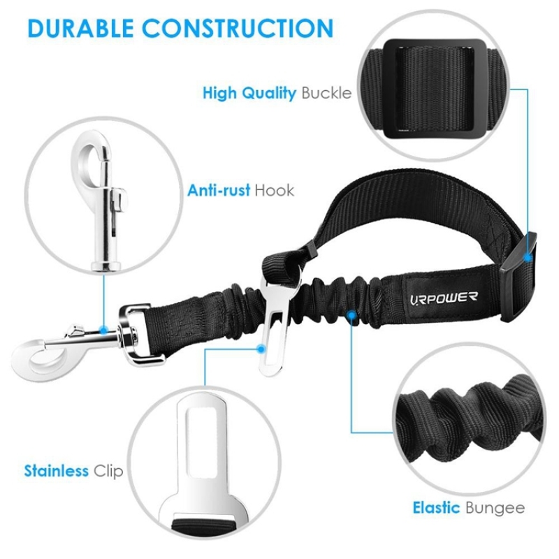 New Upgraded Dog Seat Belt Heavy Duty Seat Belts Adjustable Pet Dog Cat Car Seat Belt Safety Leads Vehicle Breathing Seatbelt