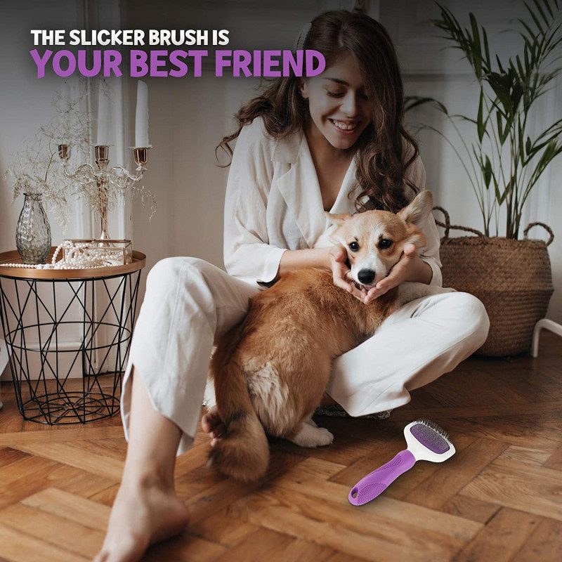 Effortlessly Removes Tangles Pet Slicker Brush for Pet Hair Remover