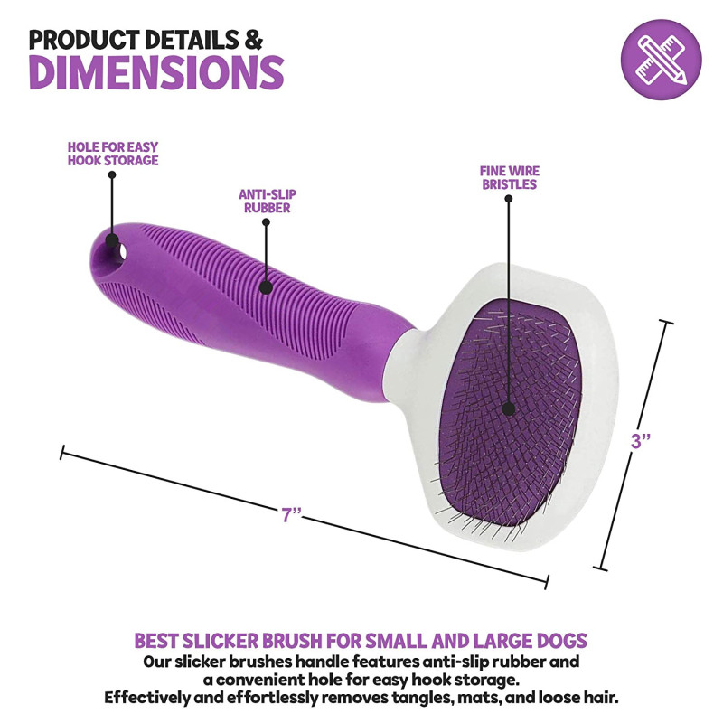 Effortlessly Removes Tangles Pet Slicker Brush for Pet Hair Remover