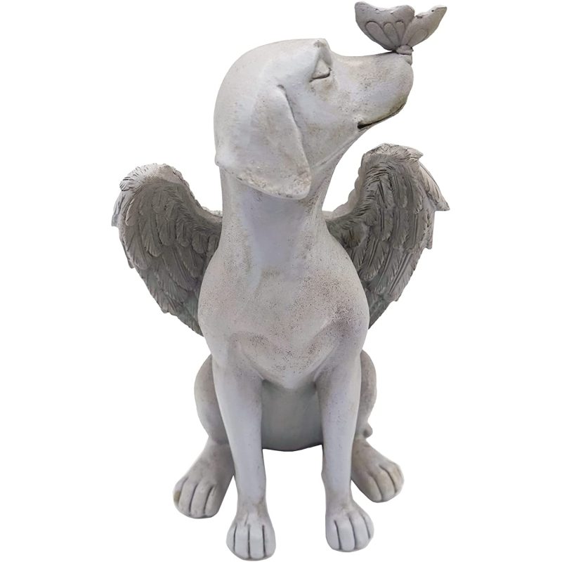 Angel Dog Memorial Statue Pet Memorial Garden Stone Small Animal Remembrance Sculpture Pets Grave Marker Resin Dog Bereavement