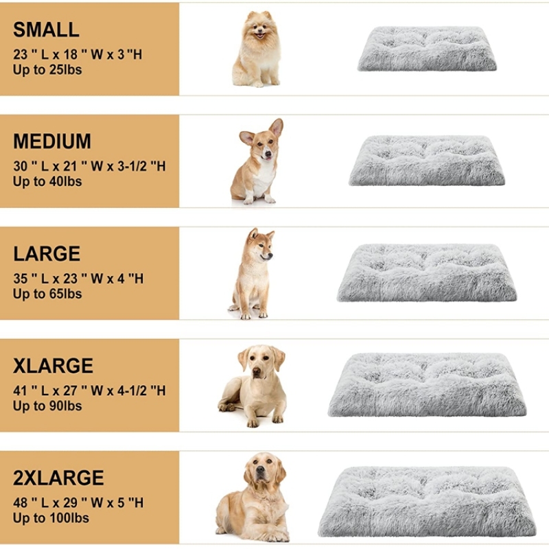 Factory Custom Plush Dog Crate Bed Fluffy Cozy Kennel Pad Washable Dog Mats with Anti-Slip Bottom for Large and Medium Dog