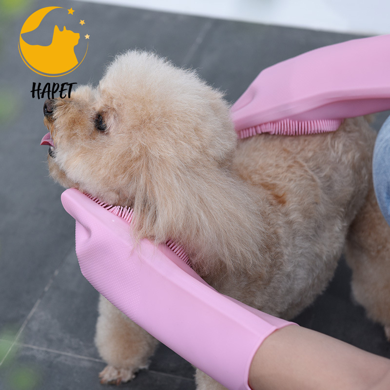 Silicone Pet Grooming Mitten for Cat & Dog Dog Bathing Shampoo Mittens with Long Bristles
