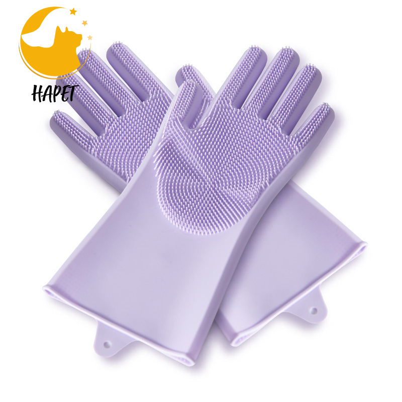 Silicone Pet Grooming Mitten for Cat & Dog Dog Bathing Shampoo Mittens with Long Bristles