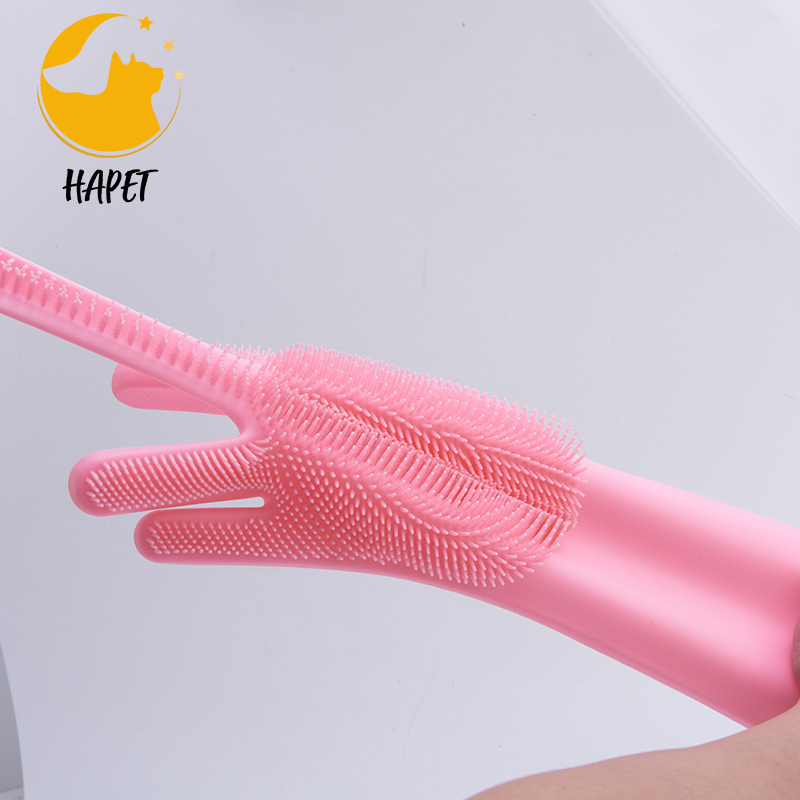 Silicone Pet Grooming Mitten for Cat & Dog Dog Bathing Shampoo Mittens with Long Bristles