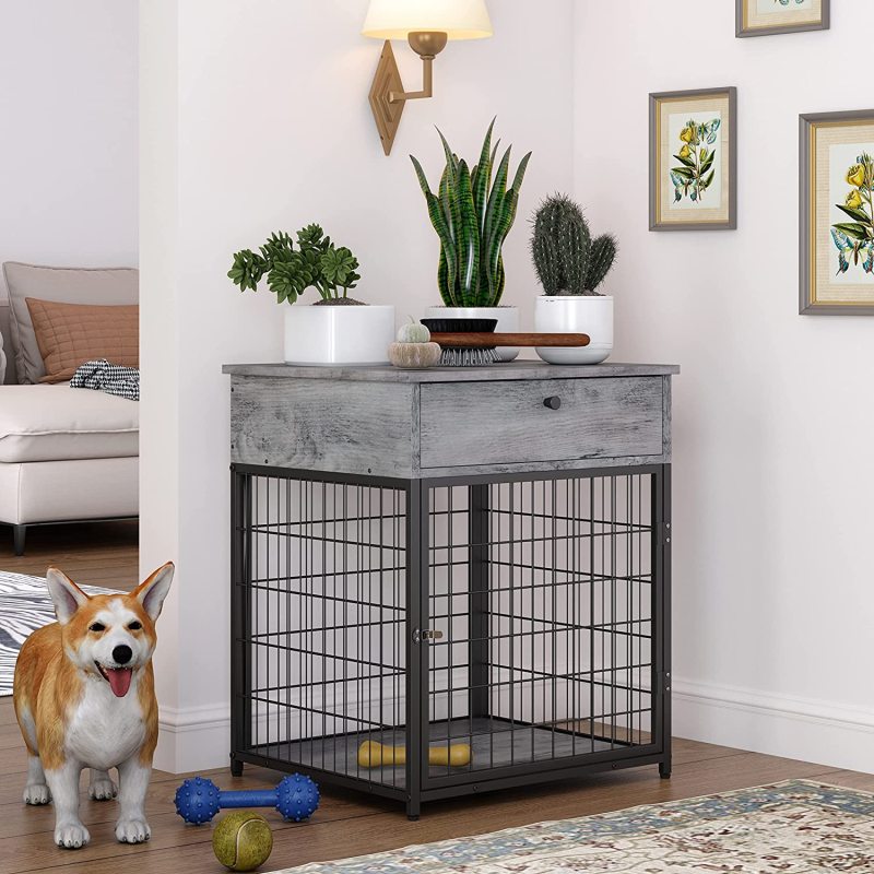 Wood Dog Kennel End Table Dog Crates Furniture Style House Indoor Use for Small Dogs