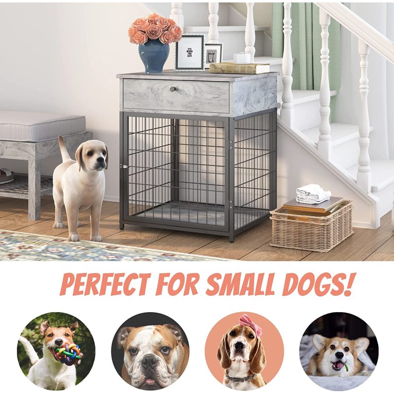Wood Dog Kennel End Table Dog Crates Furniture Style House Indoor Use for Small Dogs