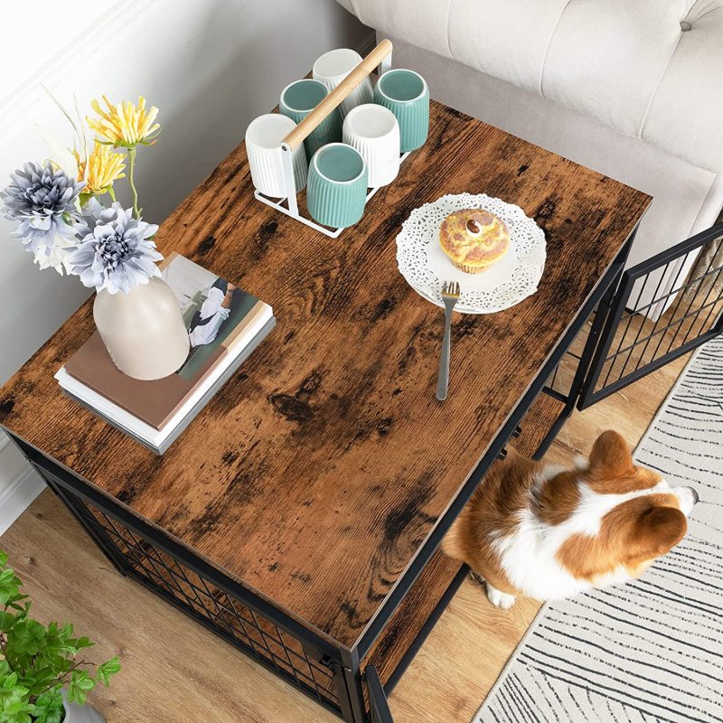 Wooden Dog Crate Dog Kennels Decorative Mesh Pet Crate End Table for Dog