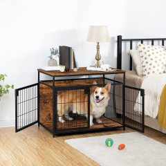 Wooden Dog Crate Dog Kennels Decorative Mesh Pet Crate End Table for Dog