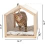 Cat House with Mat Indoor Cat Condo Cat Tent Solid Wood Frame and Cover with Durable Cloth