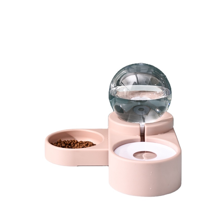 Meipire Dog Cat Double Bowls Automatic Cat Feeder and Water Dispenser, Pet Food and Water Feeder Bowls with Automatic Water
