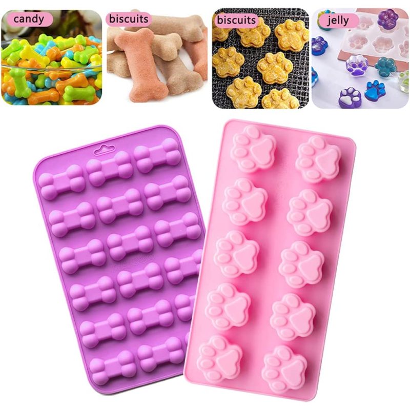 Cute Paw and Bone Dog Treat Pet Candy Mold Natural Food Grade for Baking