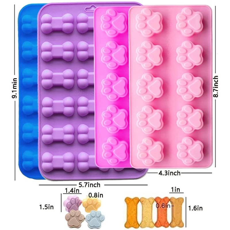 Cute Paw and Bone Dog Treat Pet Candy Mold Natural Food Grade for Baking